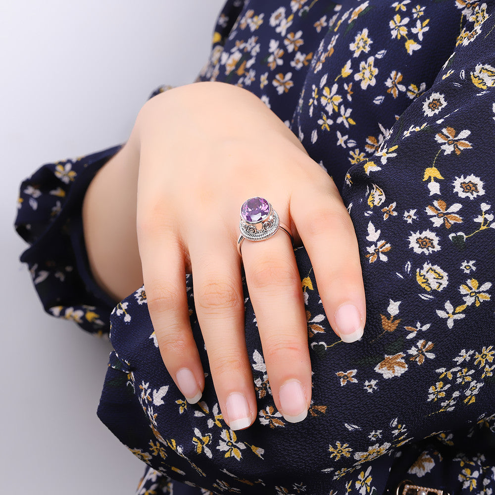 S925 Silver Inlaid Crystal Ring