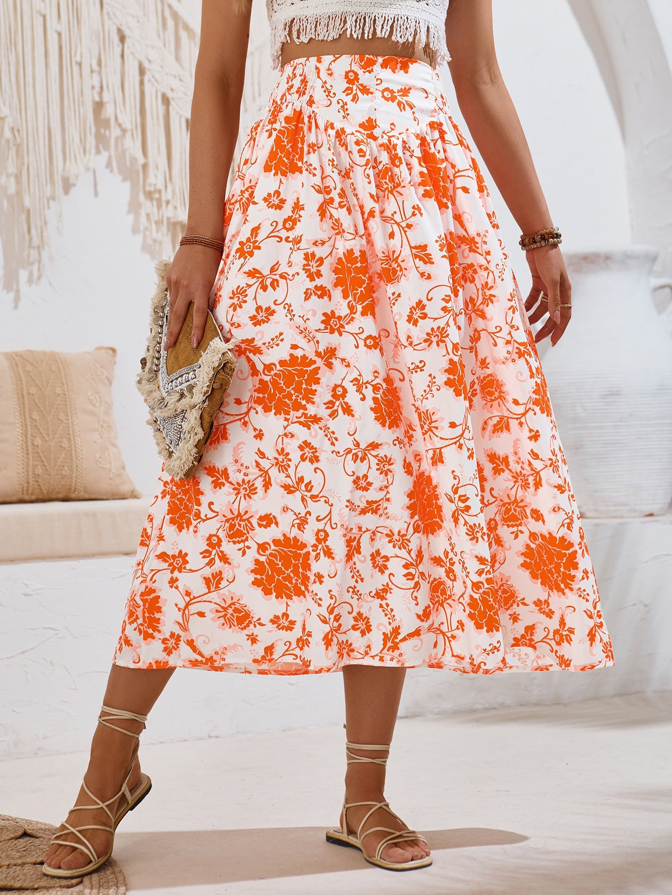 Casual Printed Waist-Tight Skirt