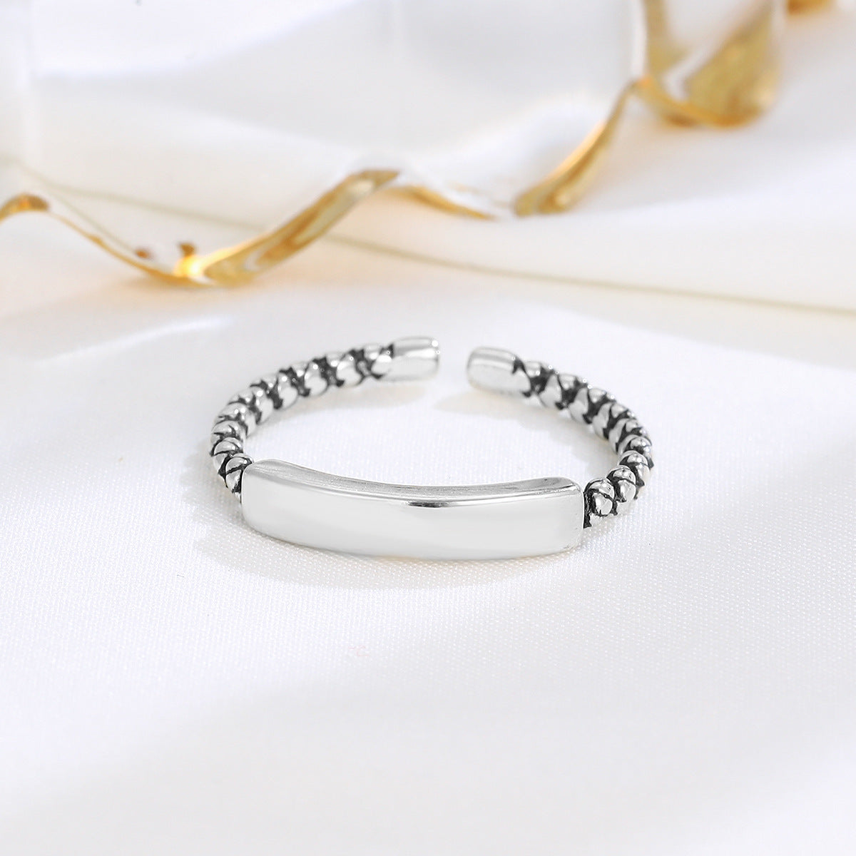 S925 Vintage Glossy Twisted Open Ring