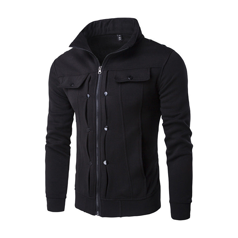 Men’s Mock Neck Pleated Zipper Sweater