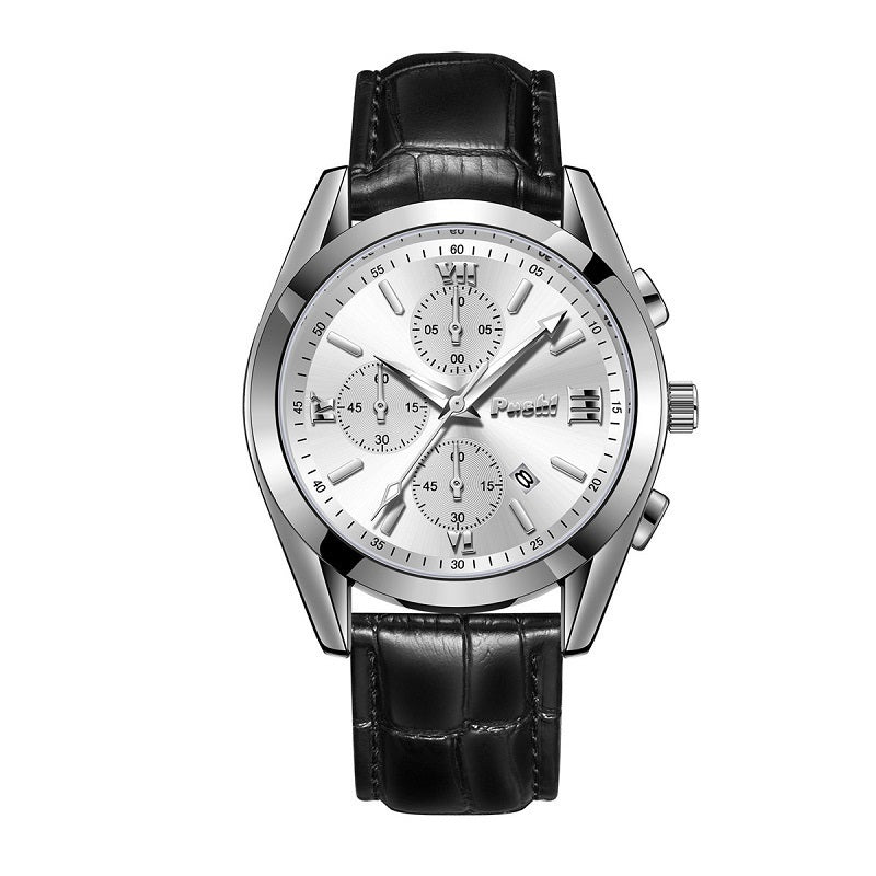 Men's Leather Quartz Waterproof Watch