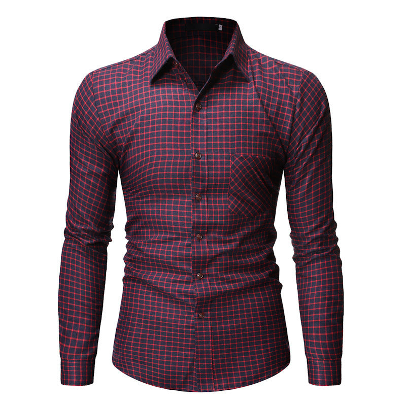Men's Plaid Long Sleeve Cotton Shirt