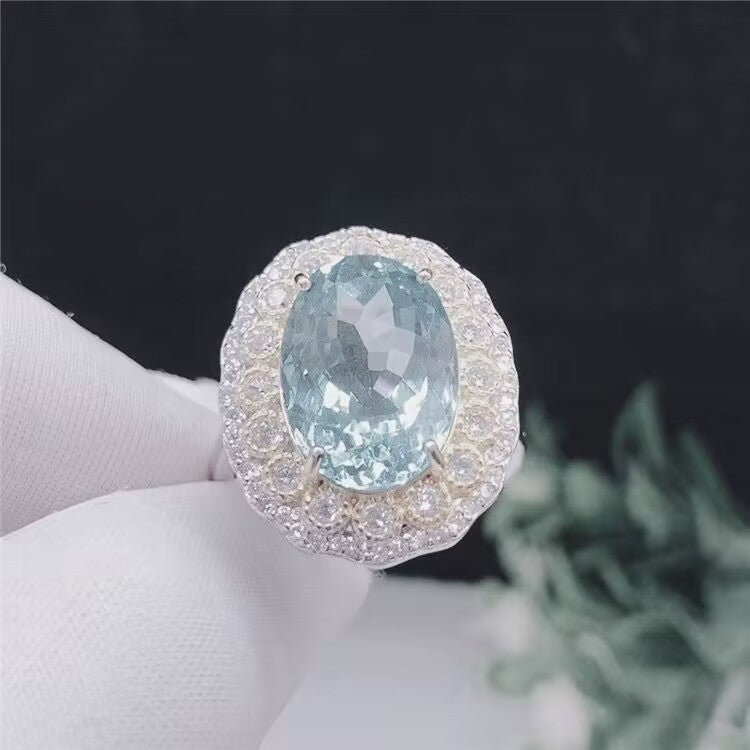 S925 Silver Blue Dimond Ring