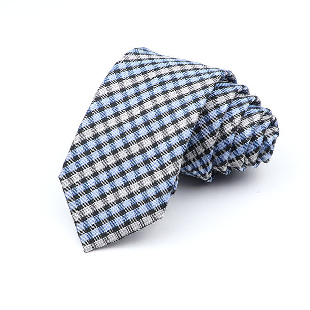 6cm Slim Polyester Plaid Tie