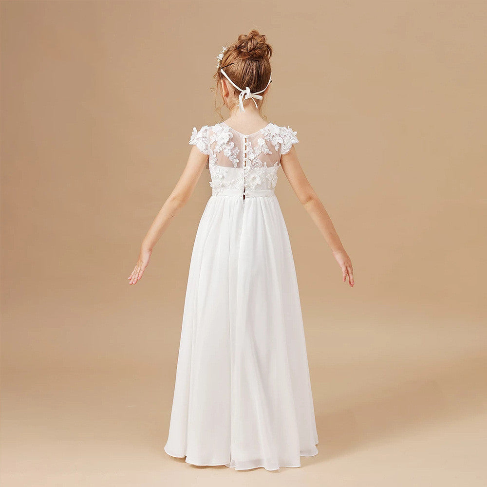 Kids White Flower Girl Dress