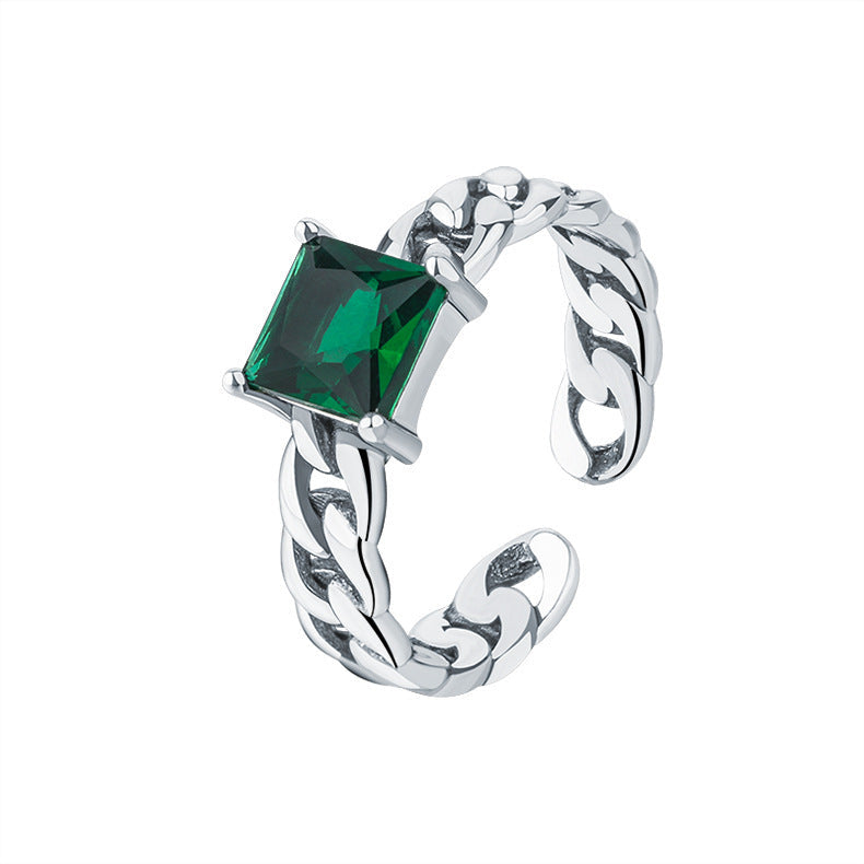 S925 Silver Emerald Ring