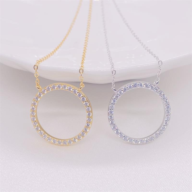 S925 Silver Shiny Dimond Circle Necklace