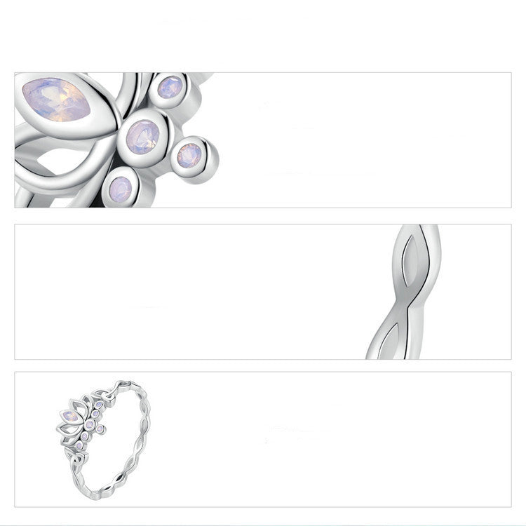 S925 Silver Summer Lotus Ladies Ring
