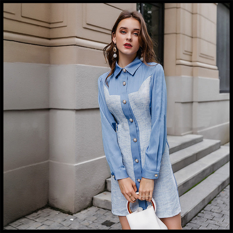 Autumn Blue Stitch Dress
