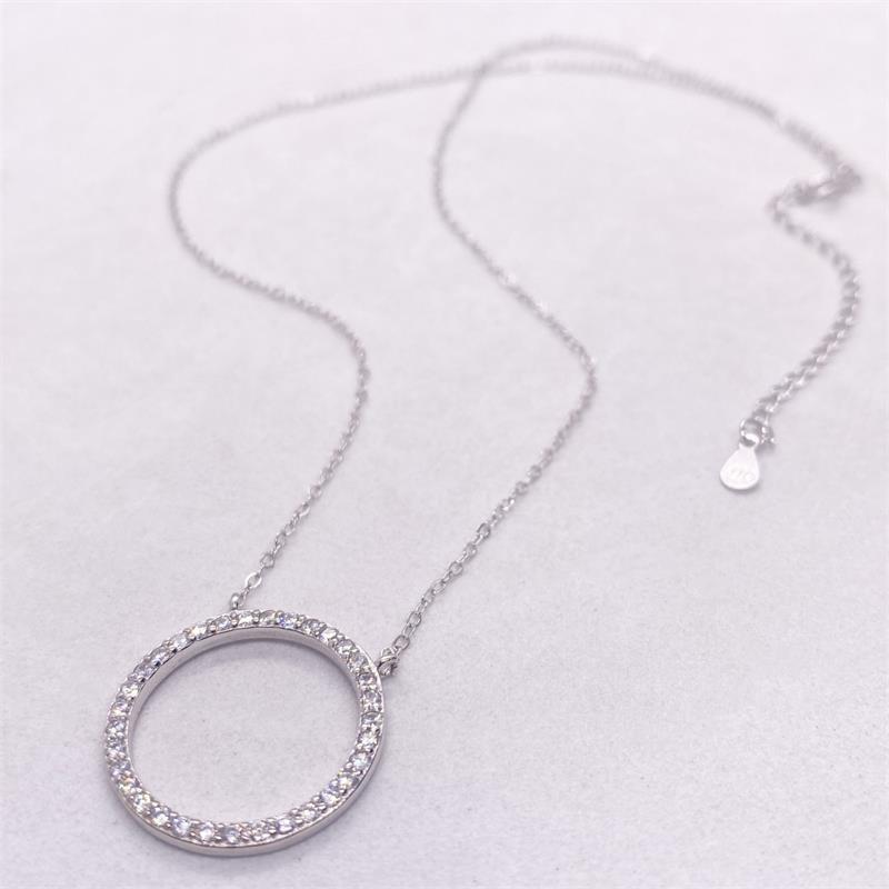 S925 Silver Shiny Dimond Circle Necklace