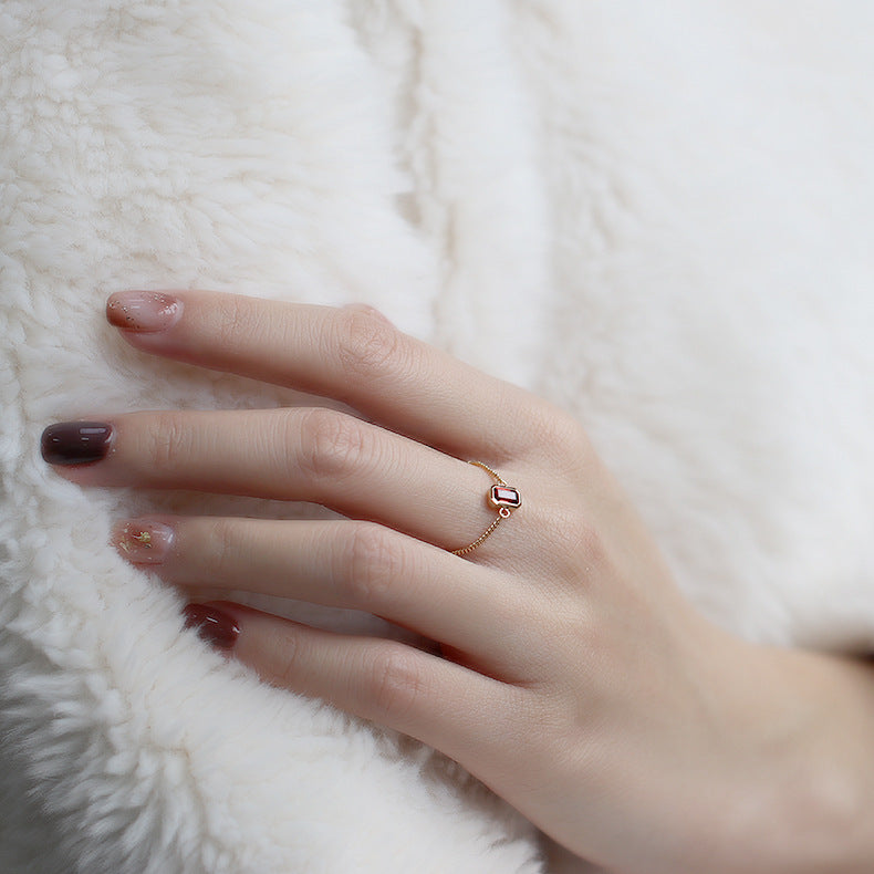 S925 Silver Natural Garnet Ring