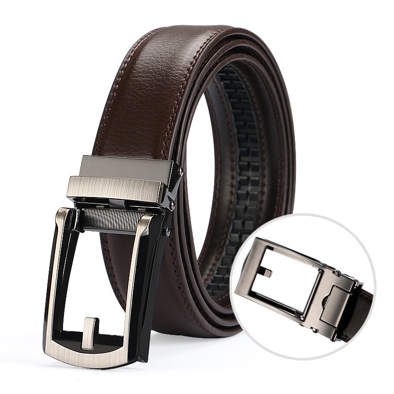 Two-layer Cowhide Automatic Buckle Men's Belt