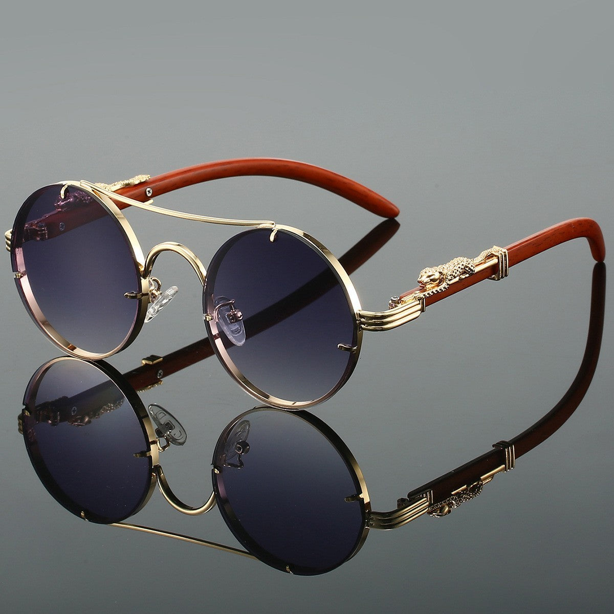 Retro Double Beam Leopard Sunglasses