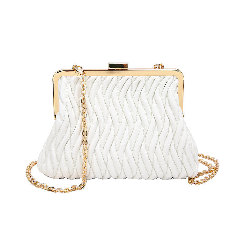 Pleated Chain Shoulder Handbag