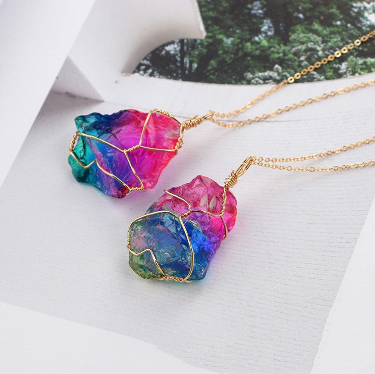 Seven-Color Natural Crystal Pendant