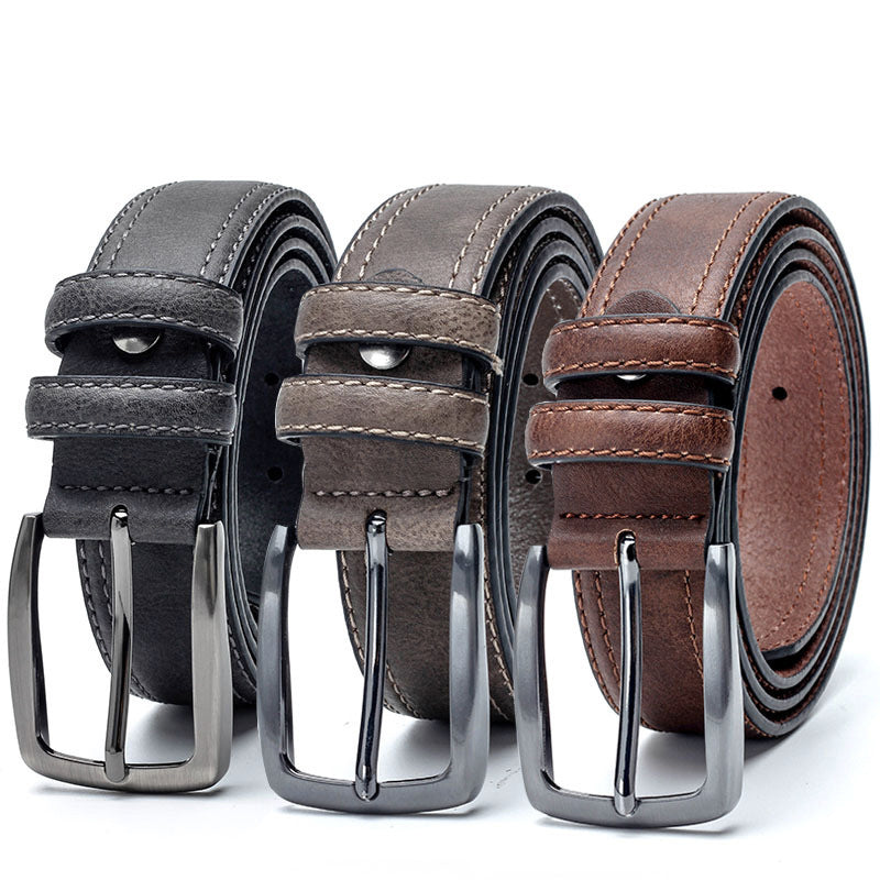 Men's Vintage Split Leather Designer Jeans Belt