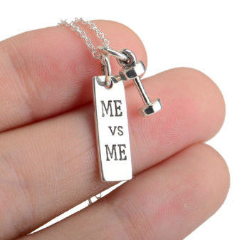 925 Sterling Silver Dumbbell "ME vs ME" Necklace