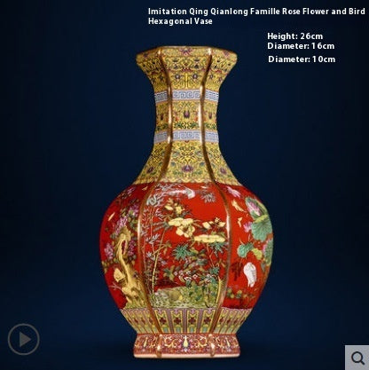 Enamel Hexagonal Porcelain Vase