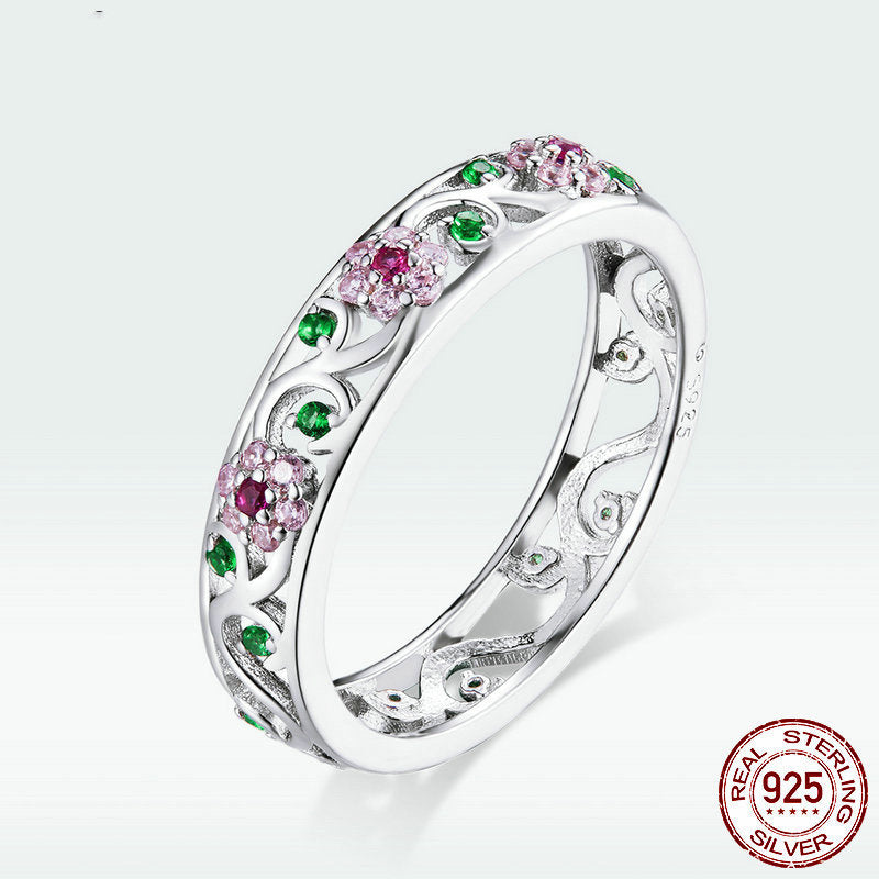 Secret Garden Colored Flower S925 Silver Ring