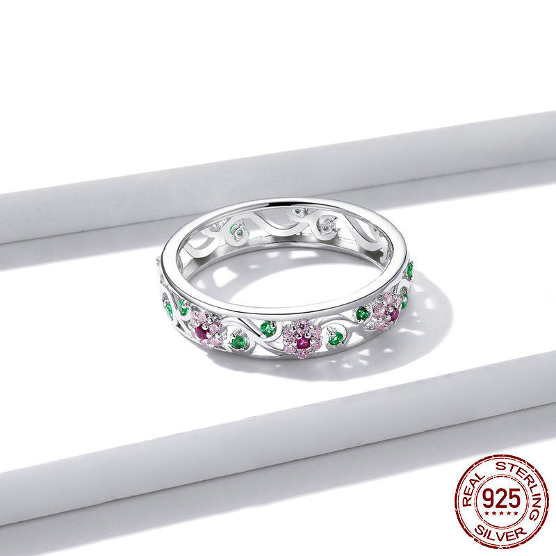 Secret Garden Colored Flower S925 Silver Ring