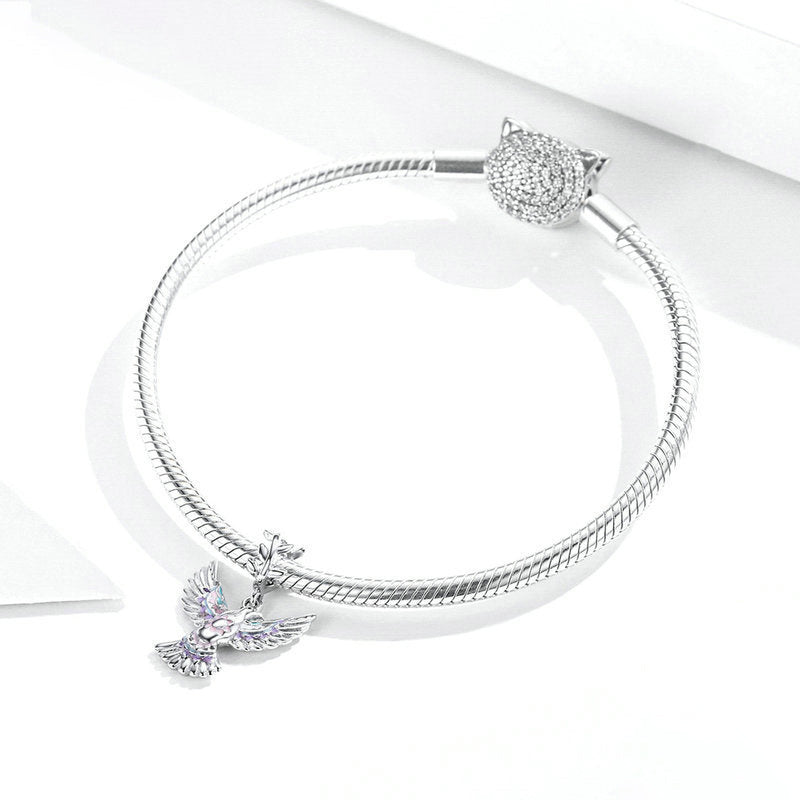 S925 Silver Dove Pendant Bracelet