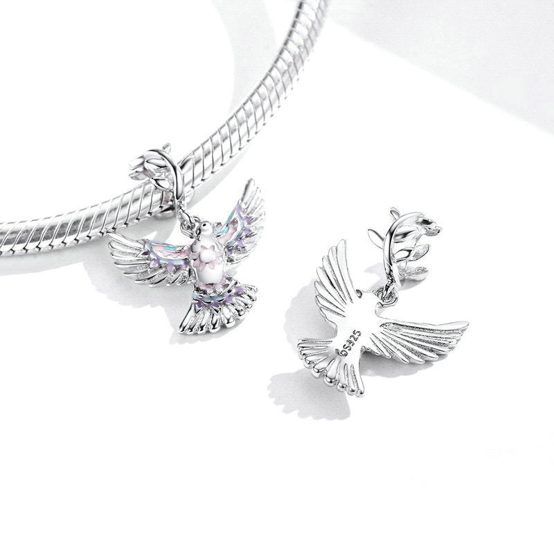 S925 Silver Dove Pendant Bracelet