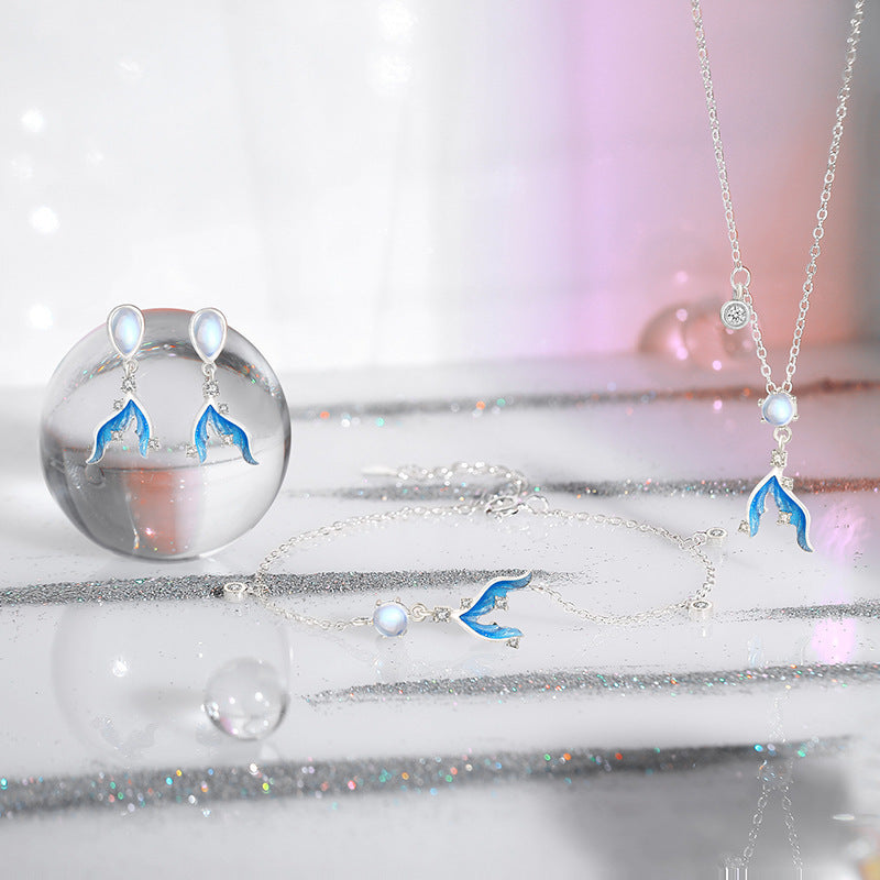 S925 Silver Moonstone Tassel Earrings