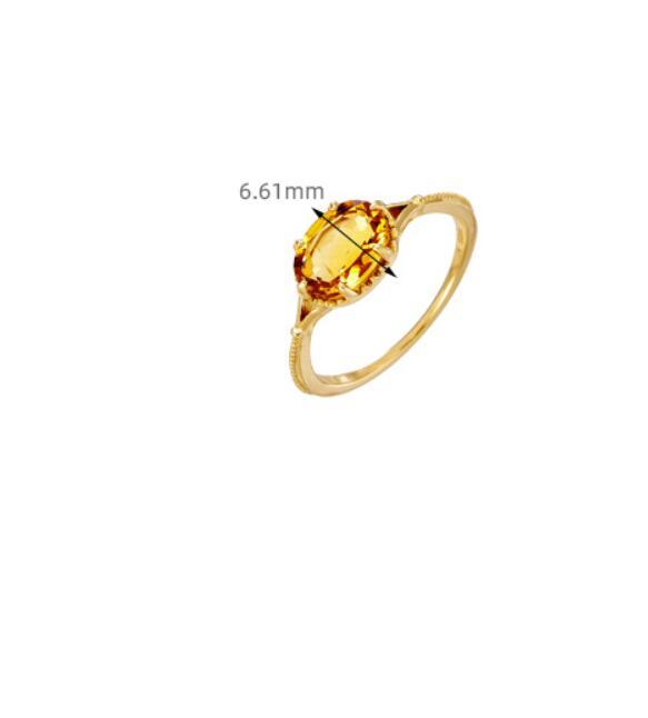 S925 Silver Retro Citrine Ring