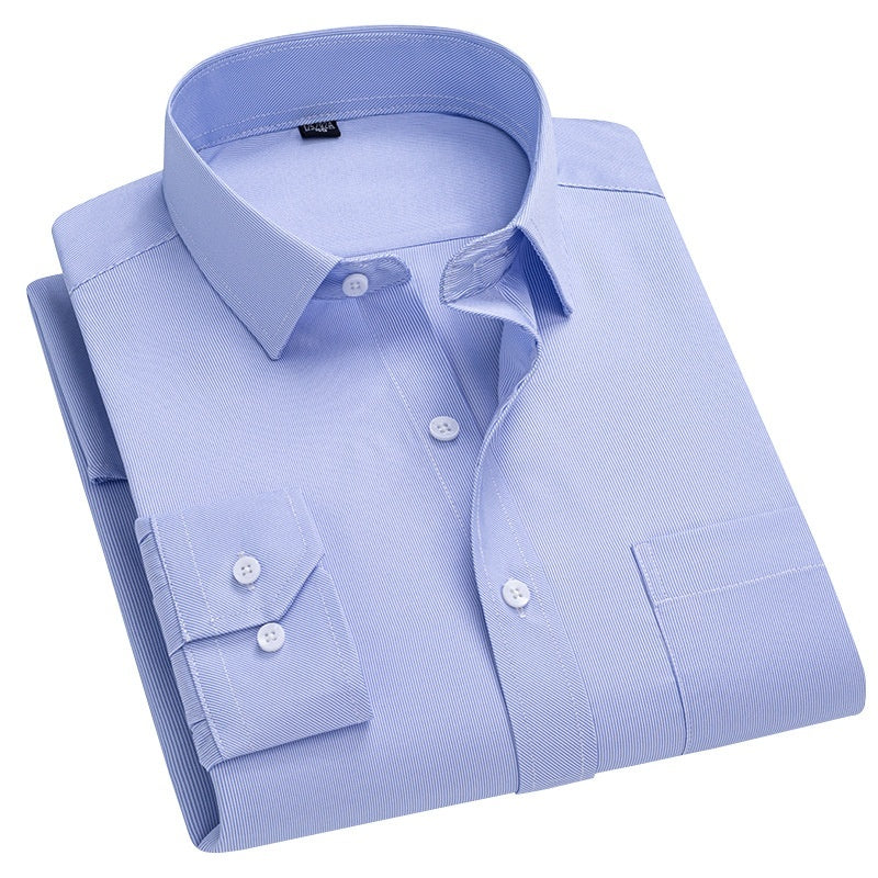 Men's Long-sleeve Plaid Business Shirt with Square Collar