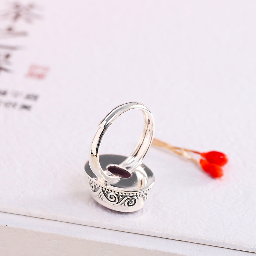 S925 Silver Inlaid Crystal Ring
