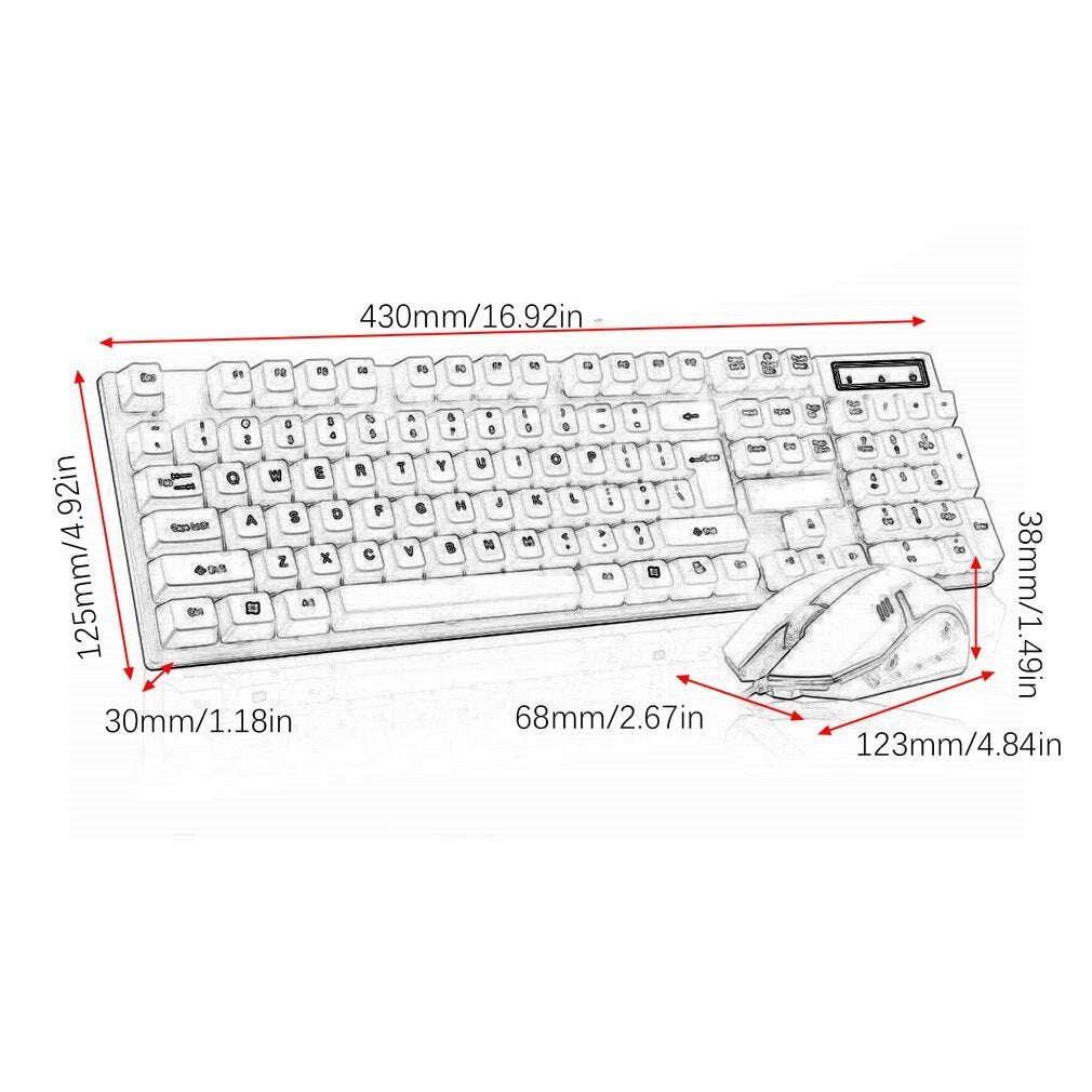 Boseton 8310 USB Wired Backlit Keyboard & Mouse Set.