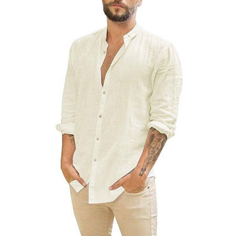 Hot Solid Color Stand Collar Shirt