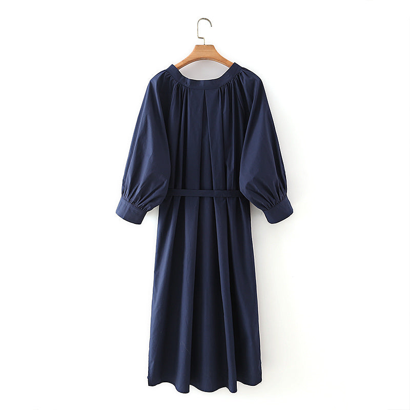 Solid Color Bat Sleeve Dress