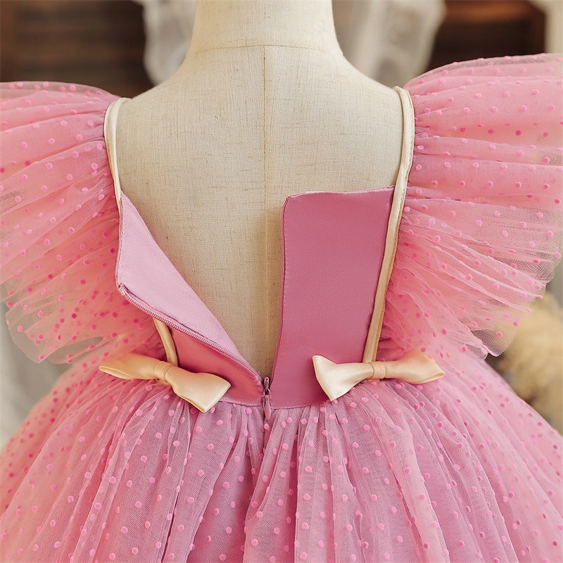 Flying Sleeves Dot Mesh Princess Dress