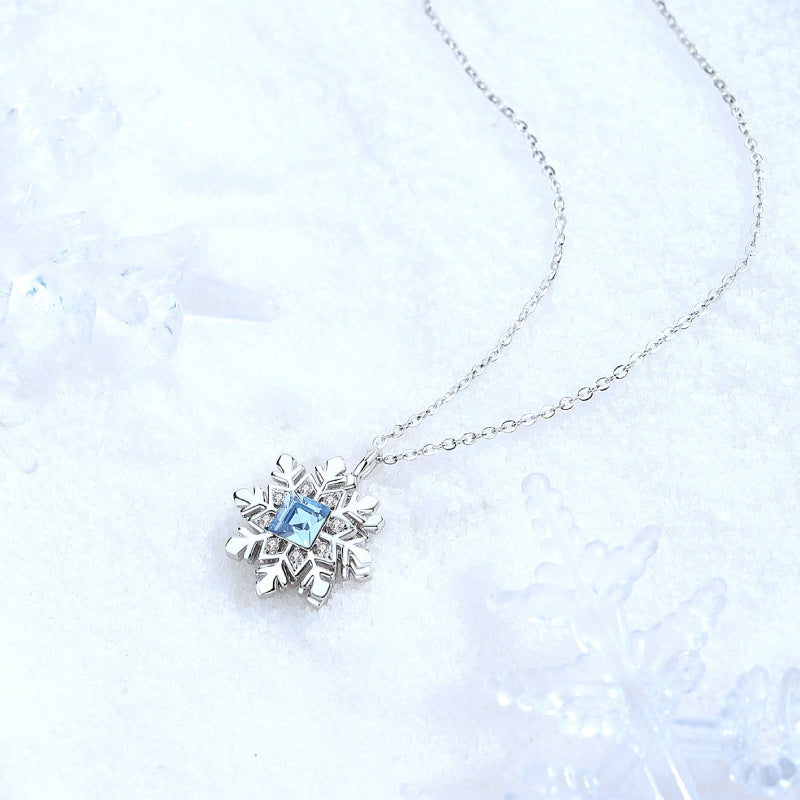 S925 Silver Crystal Snowflake Necklace