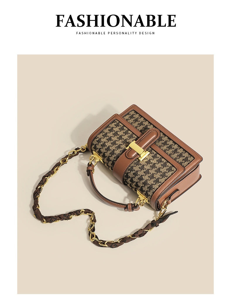 Plaid Chain Crossbody Bag