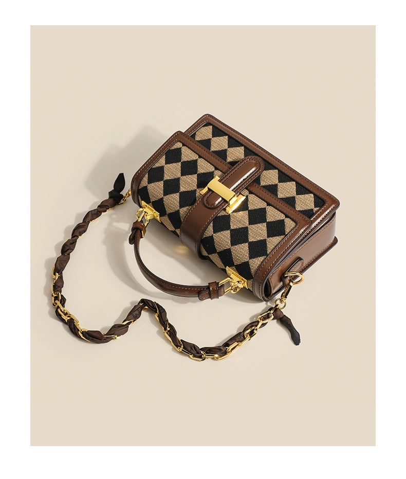Plaid Chain Crossbody Bag