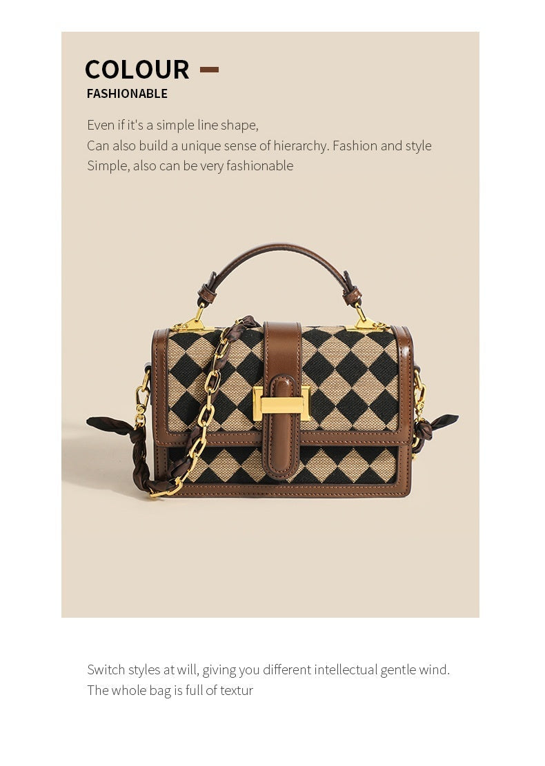 Plaid Chain Crossbody Bag