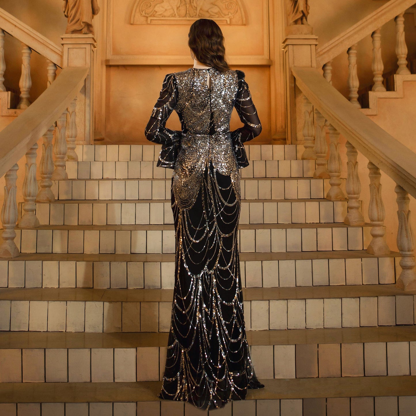 Sequin Fishtail Evening Dress