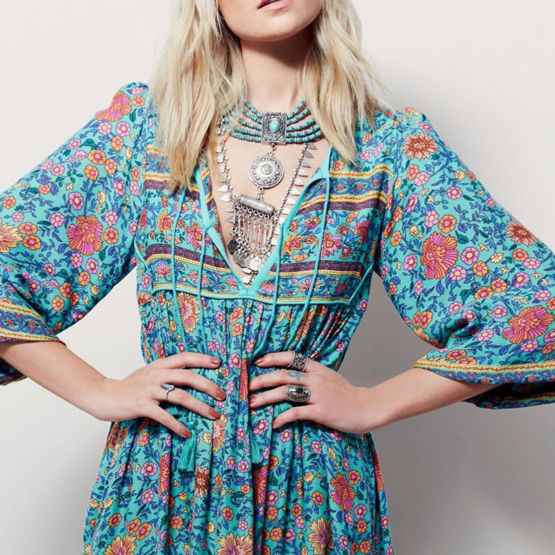 Fashionable Boho Print Dress