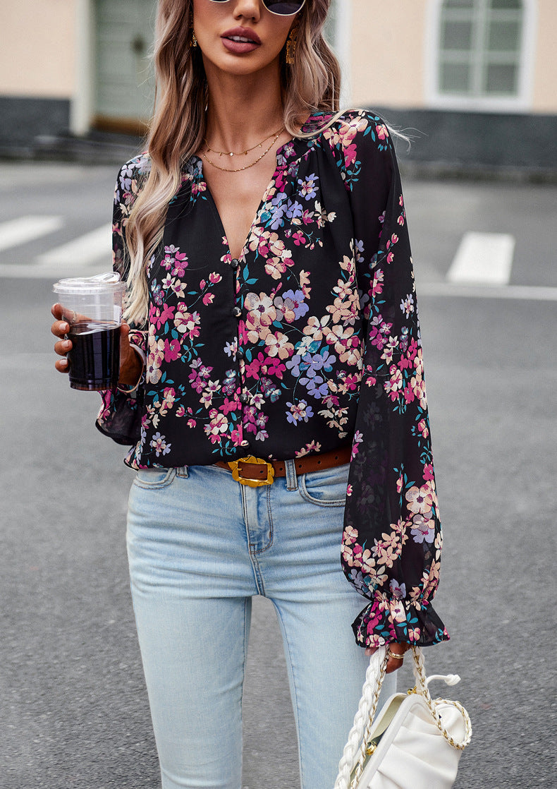 Women's Lightweight Chiffon Print Shirt