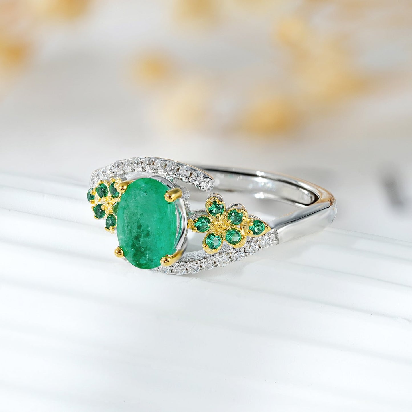 S925 Silver Elegant Emerald Ring