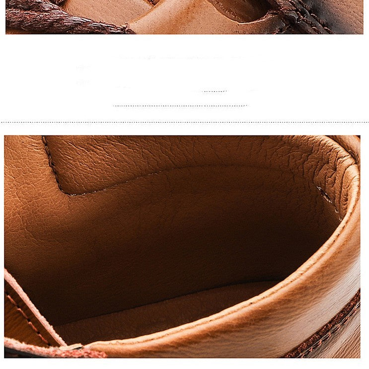 British Style High-top Non-slip Leather Shoes