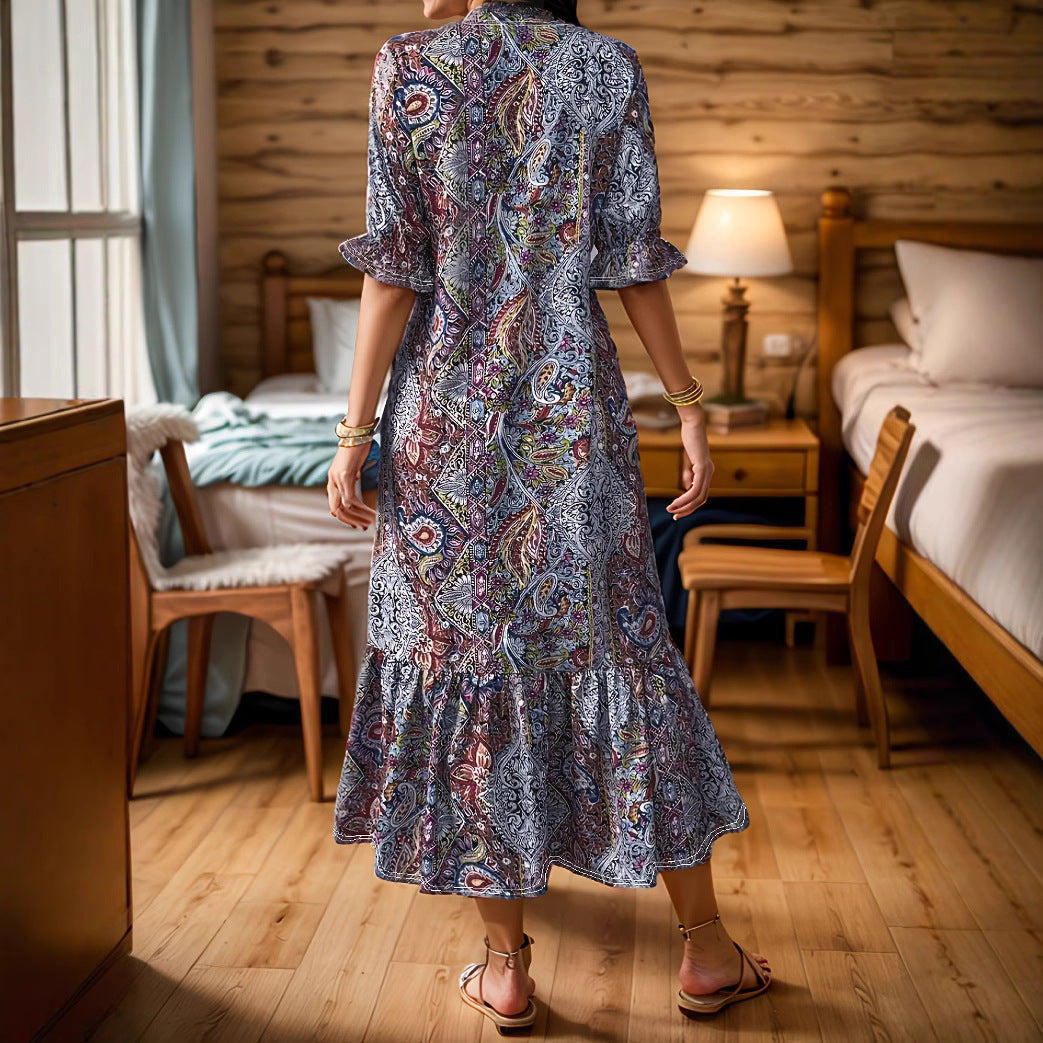 Women's Elegant Printed Maxi Dress