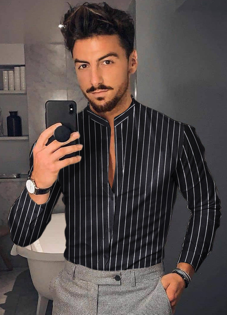 Men's Casual Long Sleeve Floral Shirt