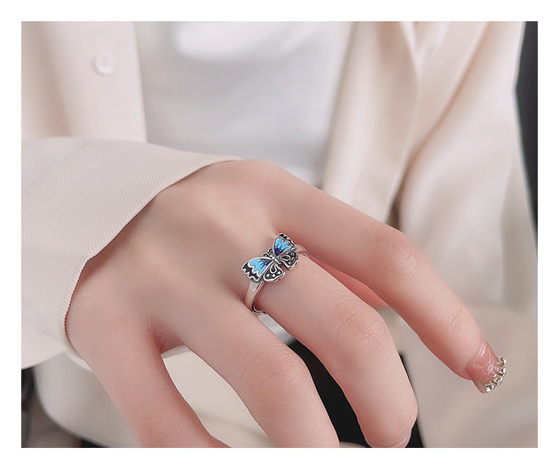 S925 Silver Butterfly Epoxy Ring
