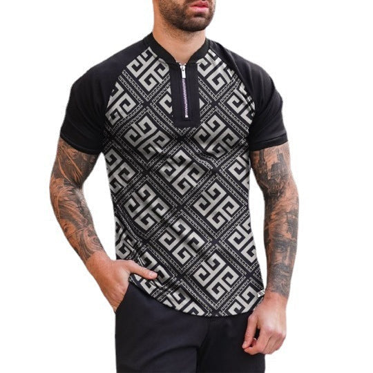 Printed Polo Short Sleeve Top