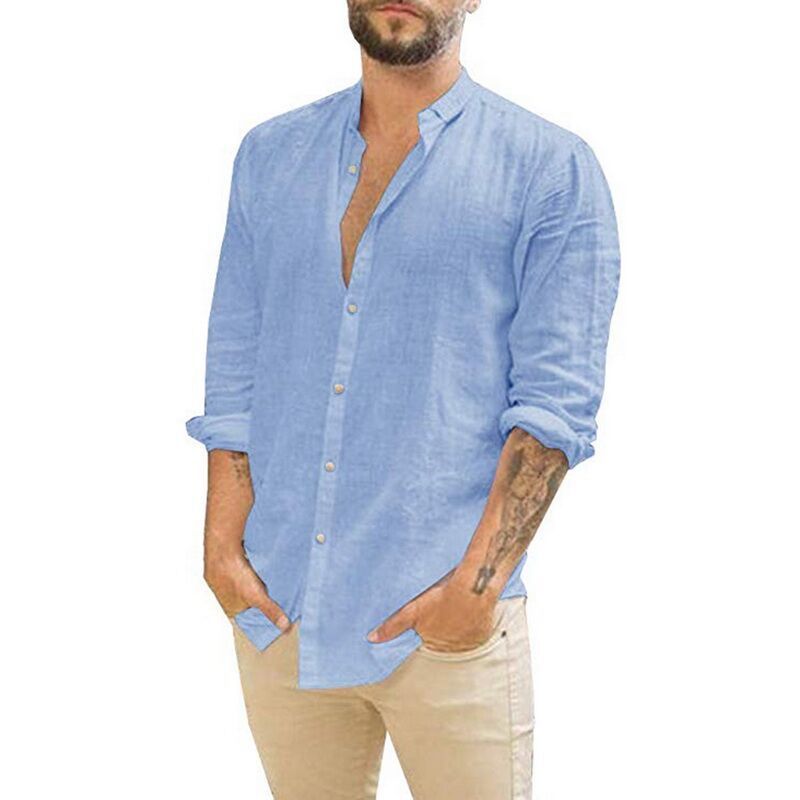 Hot Solid Color Stand Collar Shirt