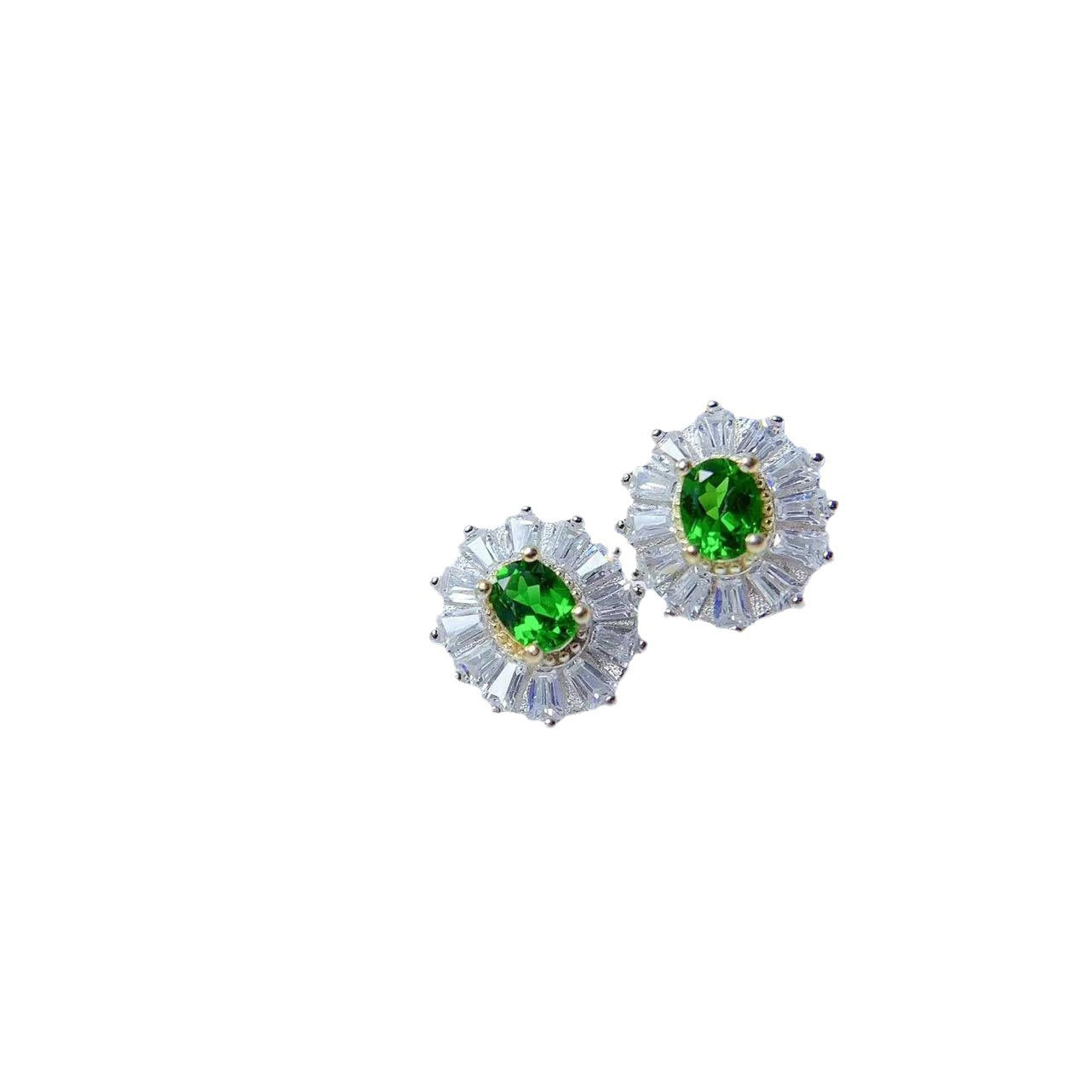 S925 Silver Diopside Stud Earrings
