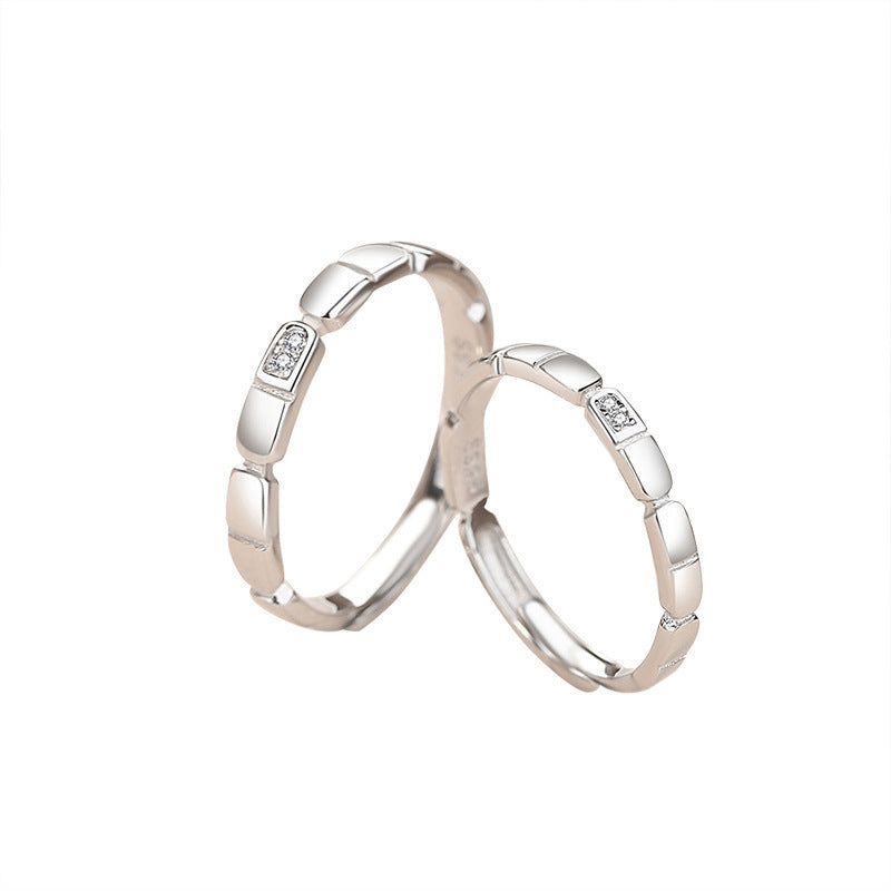 S925 Simple Square Couple Ring